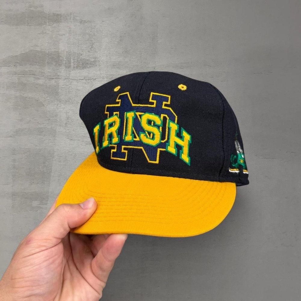 Vintage Cardinal Cap Notre Dame Fighting Irish Hat Navy Yellow Fitted 7 1/2